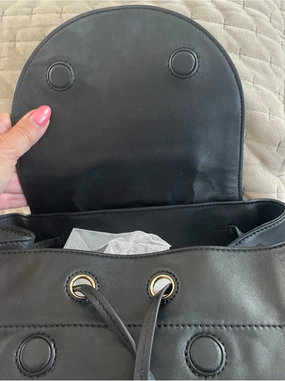Tory Burch Black Quilted Leather Backpack